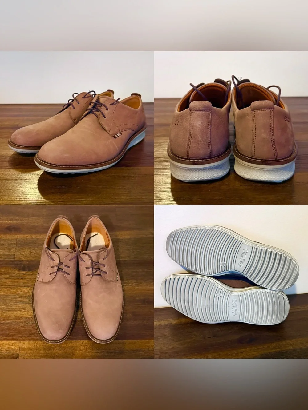 Ecco Aurora Tie Nubuck Brown Oxford Shoes Men Size EU 42 (US 8.5) Dress DEAL Cup